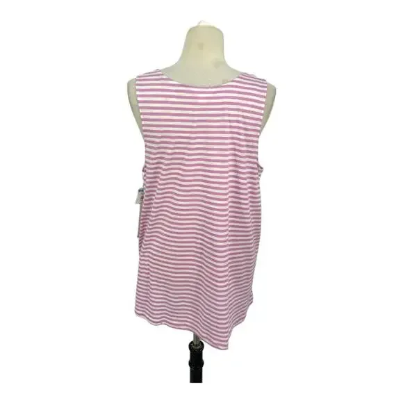 Caslon Flowy Asymmetric Neck Knit Tank Pink White Stripe Size XL NWT $39 MSRP - Picture 8 of 8